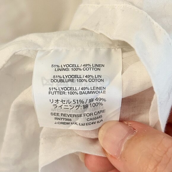 J. Crew Collection Linen Blend Eyelet Ruffle Shoulder Dress in White Size 14 - Picture 4 of 8